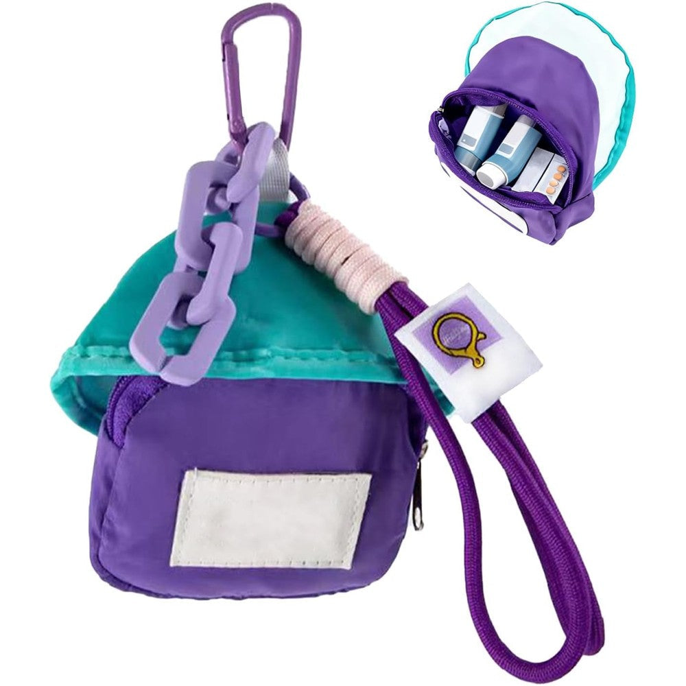 Ravinte ZHUOGWJFJ asthma inhaler case front view purple and teal colorblock design
