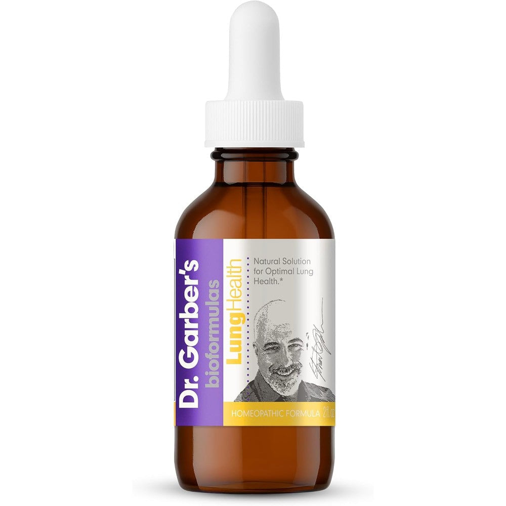 Dr. Garber's Natural Solutions Lung Health Oral Drops front view bottle for respiratory support