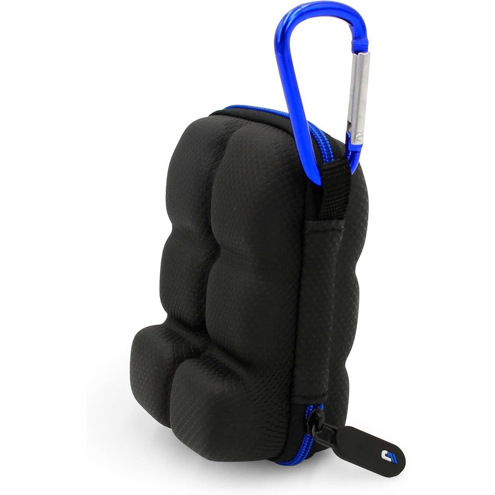 CASEMATIX dual asthma inhaler holder case front view showing compact black hard shell structure