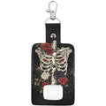 Gomyblomy skull roses asthma inhaler holder keychain front view showing gothic pattern
