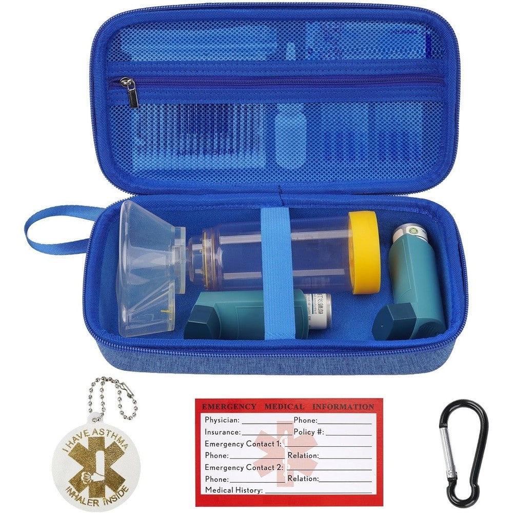 MGZNMTY YouKnow asthma inhaler travel carrying case front view in blue color