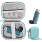 GETGEAR asthma inhaler holder case front view showing mint green polyurethane shell.