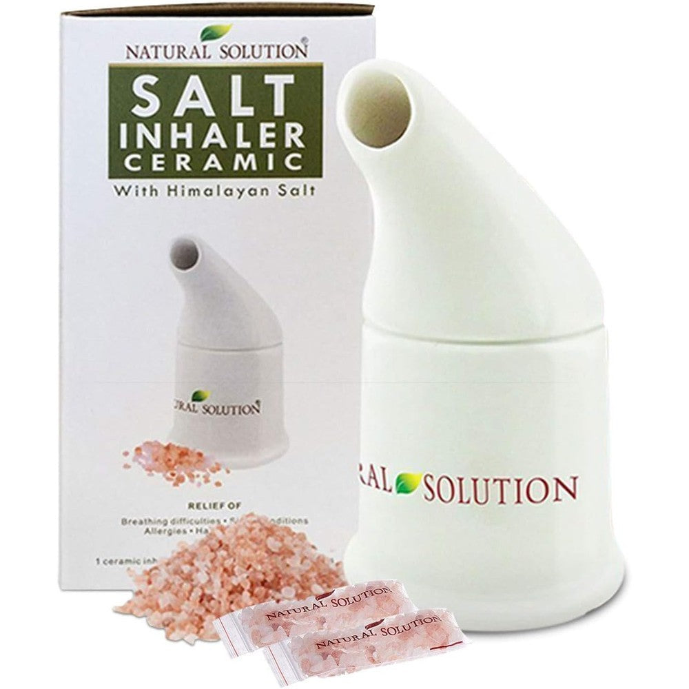 Natural Solution Ceramic Pink Salt Inhaler front view for natural asthma and allergy respiratory relief