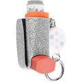 Beautyflier Asthma Inhaler Holder Keychain front view showcasing silver bling glitter finish