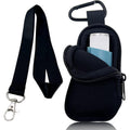 LeoTube neoprene asthma inhaler travel case front view showing black protective pouch