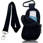 LeoTube neoprene asthma inhaler travel case front view showing black protective pouch