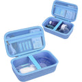 Stukcaze asthma inhaler case front view showing the blue hard shell exterior design.