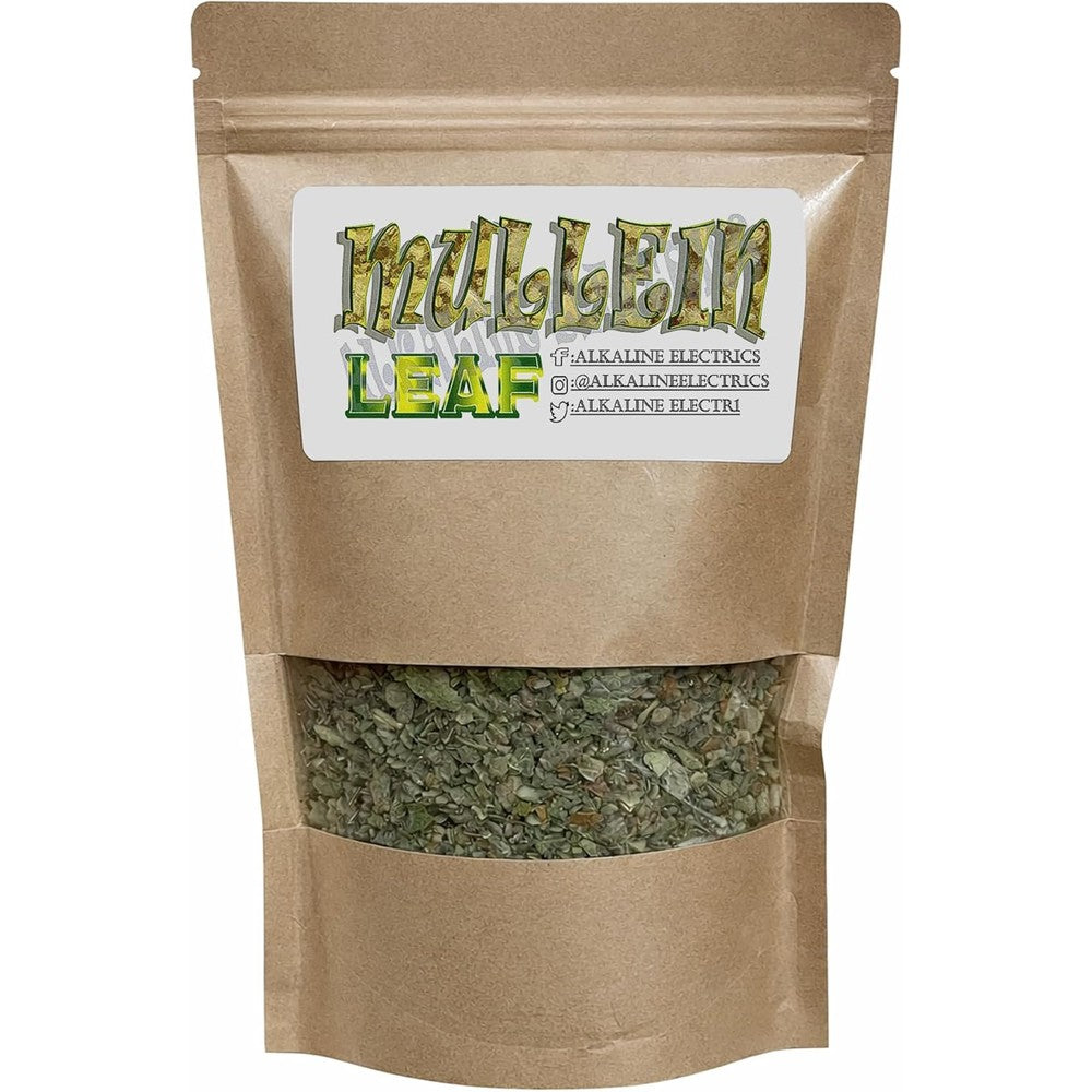 Alkaline Electrics Organic Mullein Leaf packaging front view loose leaf respiratory herbal tea