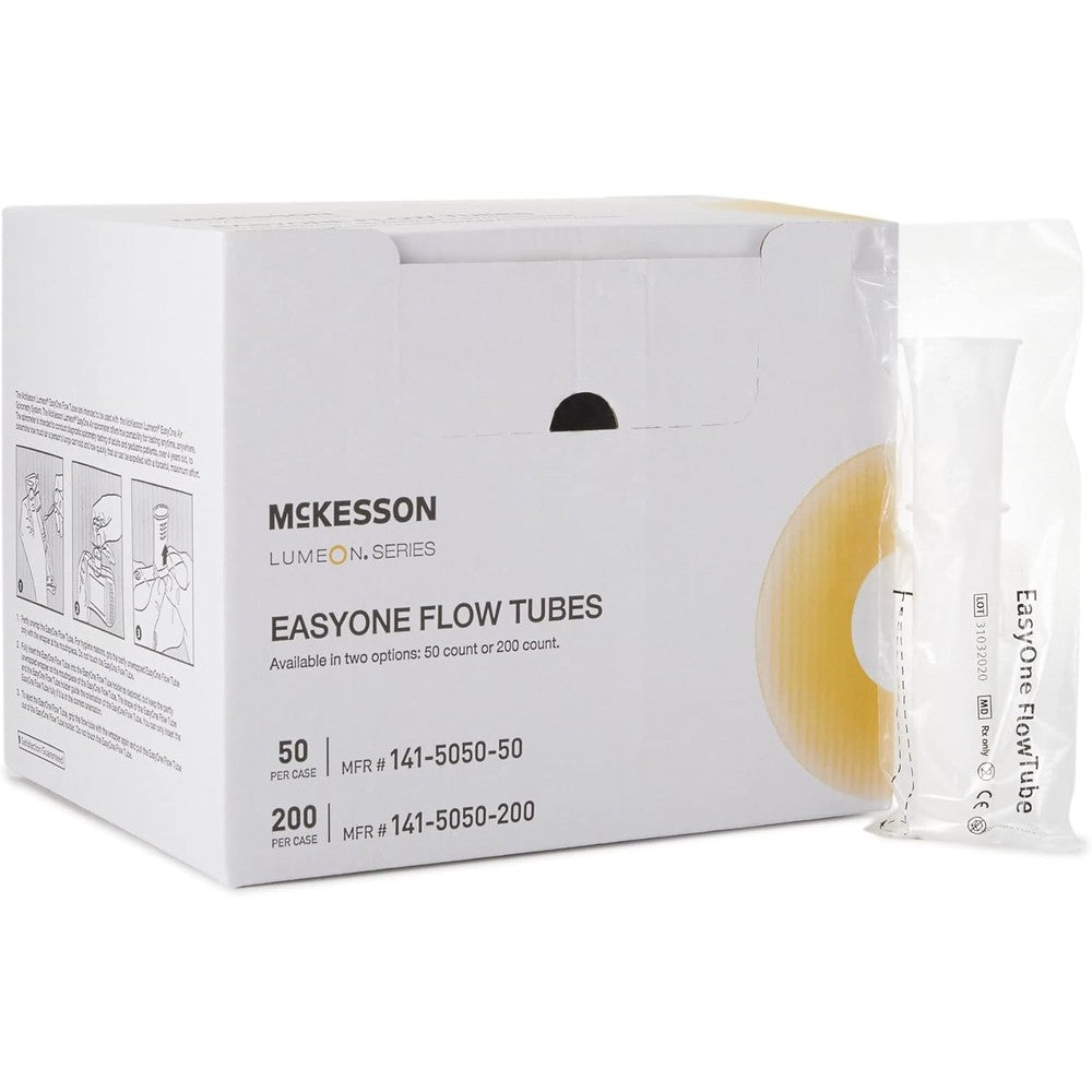 McKesson LUMEON Flow Tube disposable mouthpiece front view for spirometry testing.