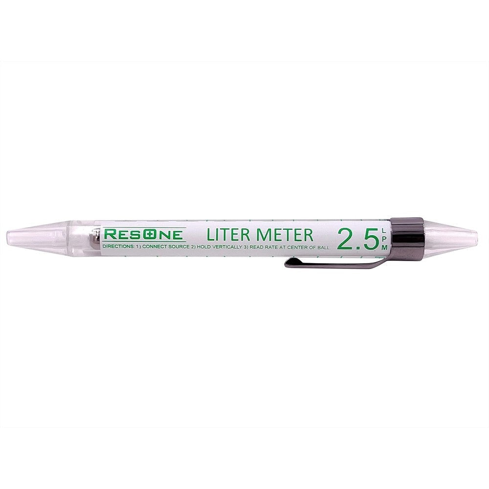 ResOne Pediatric Oxygen Liter Meter Pen front view showcasing the low flow measurement scale.
