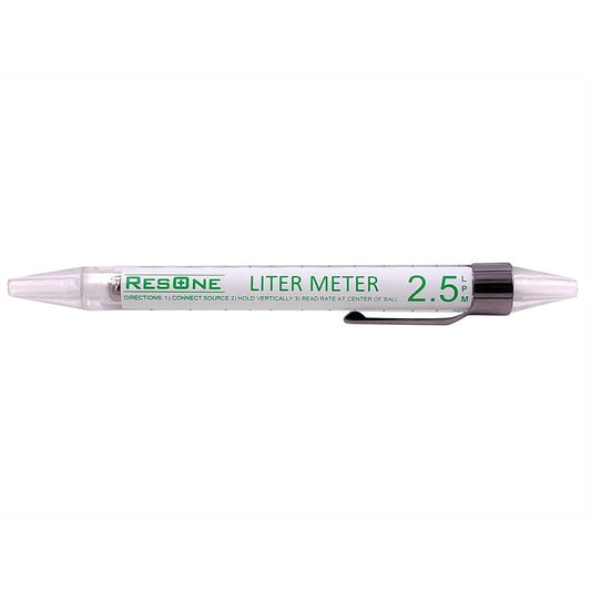 ResOne Pediatric Oxygen Liter Meter Pen front view showcasing the low flow measurement scale.