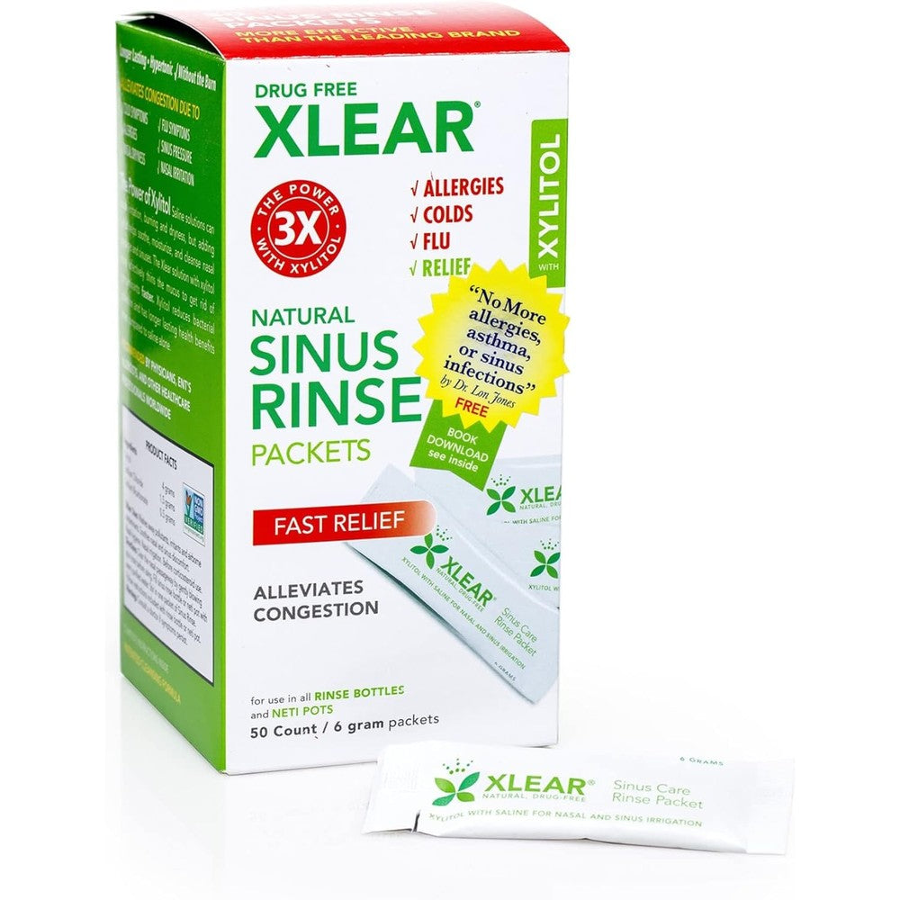 Xlear Natural Xylitol Sinus Rinse Refill packets front view