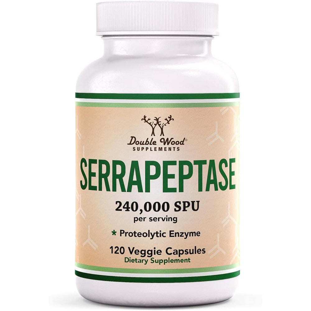 Double Wood Supplements Serrapeptase 240,000 SPU front bottle view