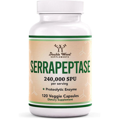 Double Wood Supplements Serrapeptase 240,000 SPU front bottle view