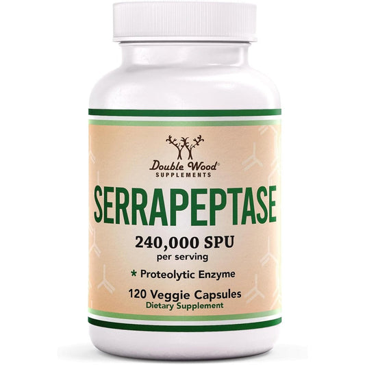 Double Wood Supplements Serrapeptase 240,000 SPU front bottle view