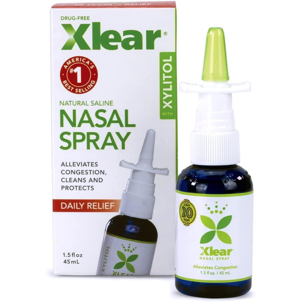Xlear Natural Saline Nasal Spray with Xylitol front packaging view