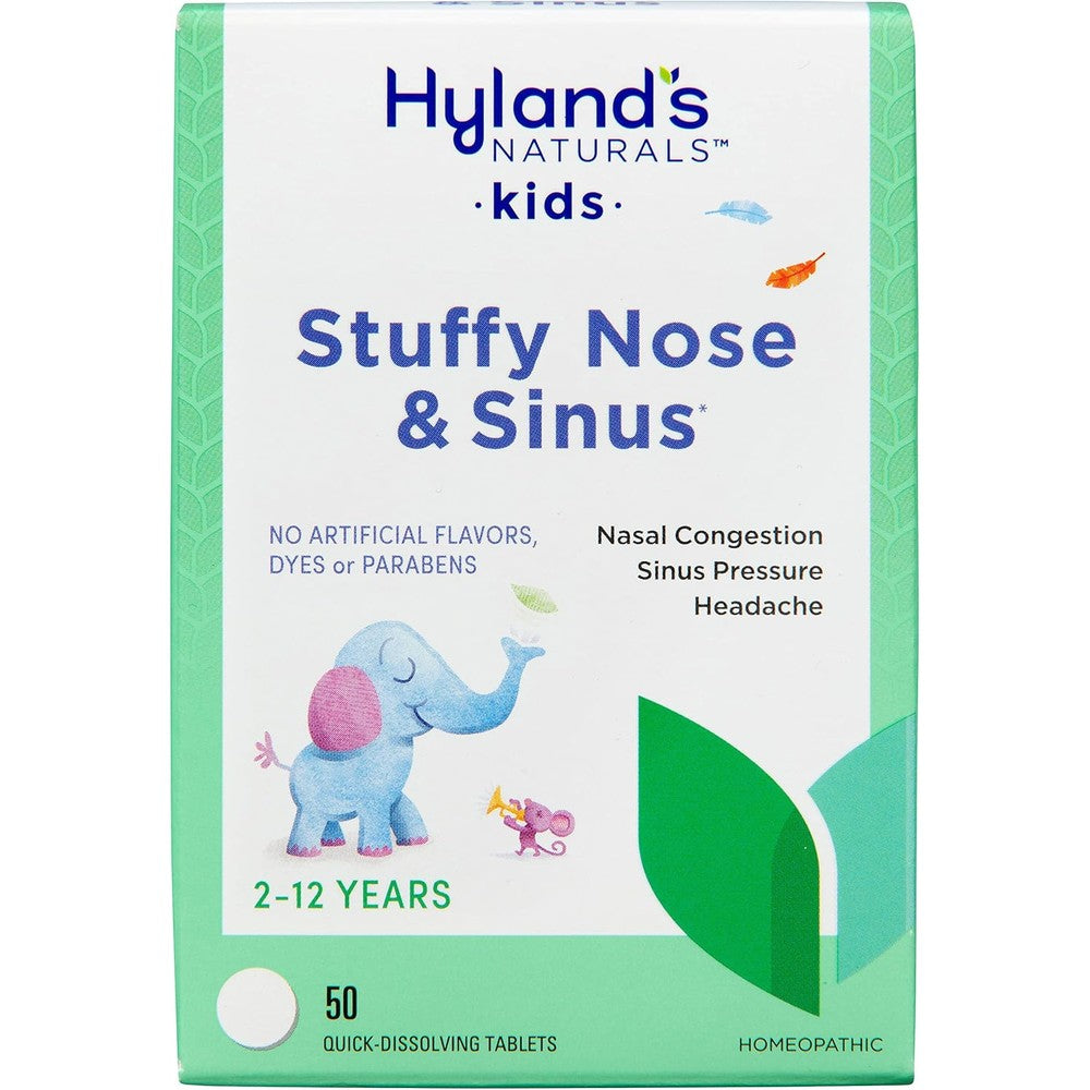 Hyland's Kids Stuffy Nose and Sinus Tablets front view packaging