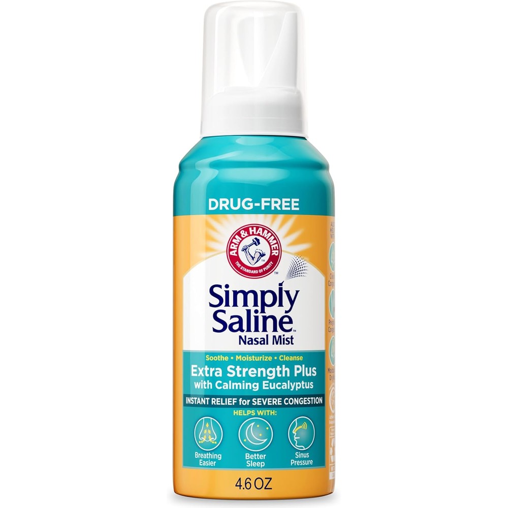 Arm & Hammer Simply Saline Extra Strength Eucalyptus Nasal Mist canister for severe congestion