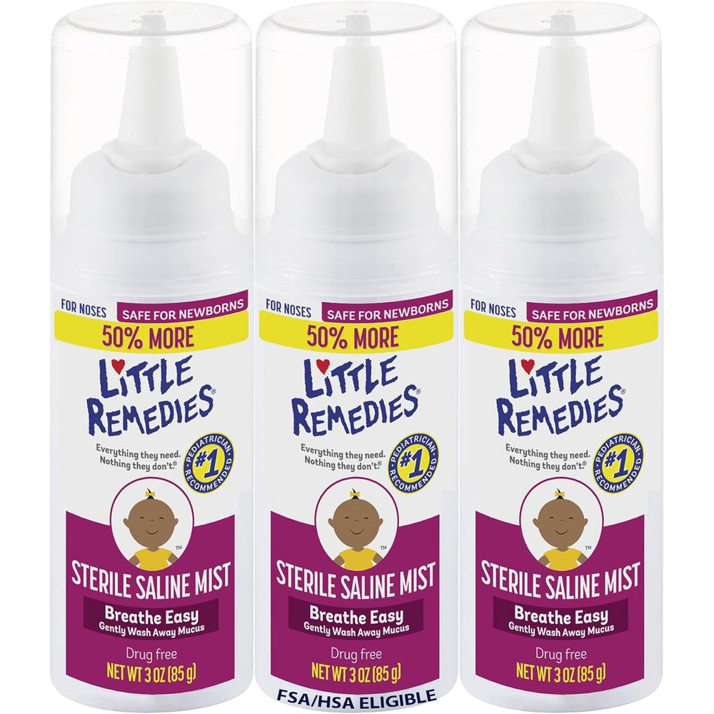 Little Remedies Sterile Baby Saline Nasal Mist bottles front view