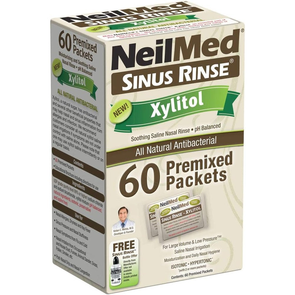 NeilMed Sinus Rinse Premixed Refill Packets With Xylitol 60 Count front view