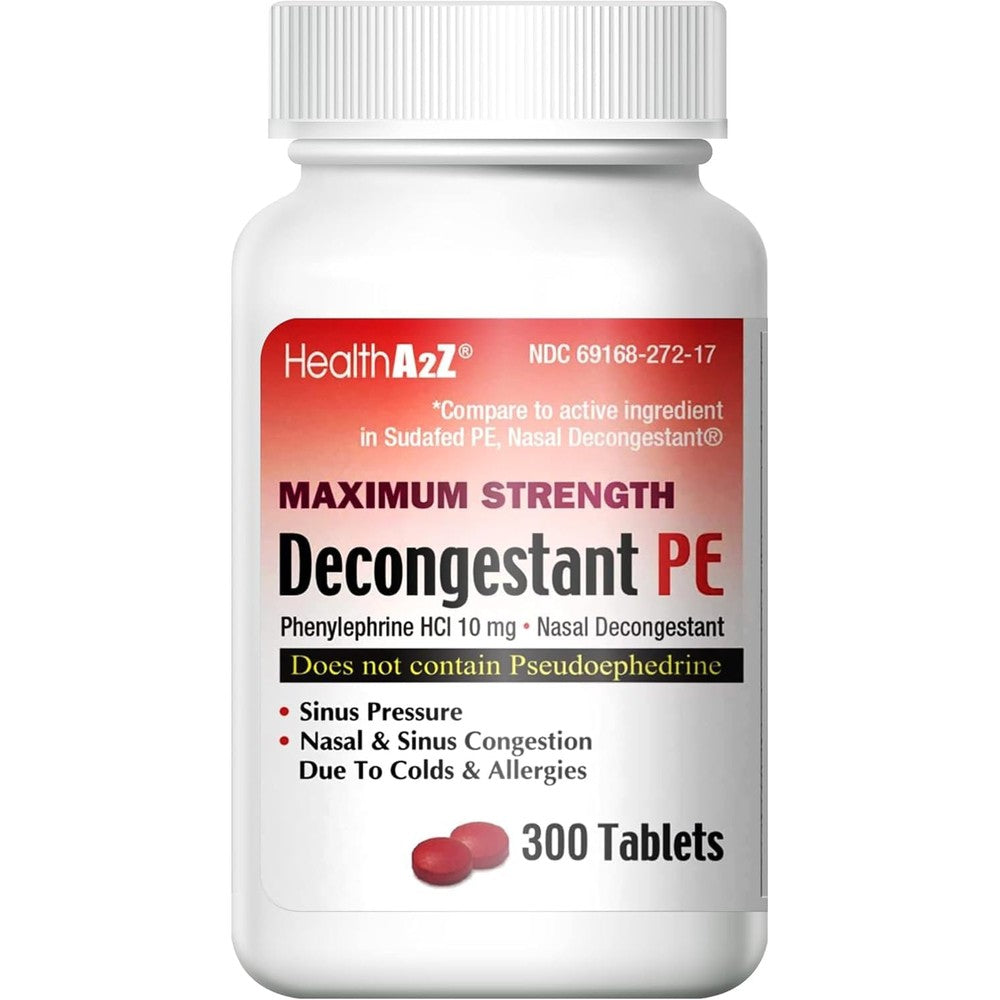 HealthA2Z Decongestant PE 300 tablet bottle front view