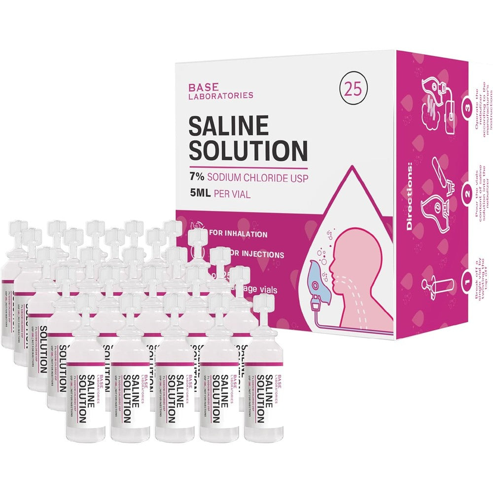 Base Laboratories 7% Saline Solution 25 vials front view