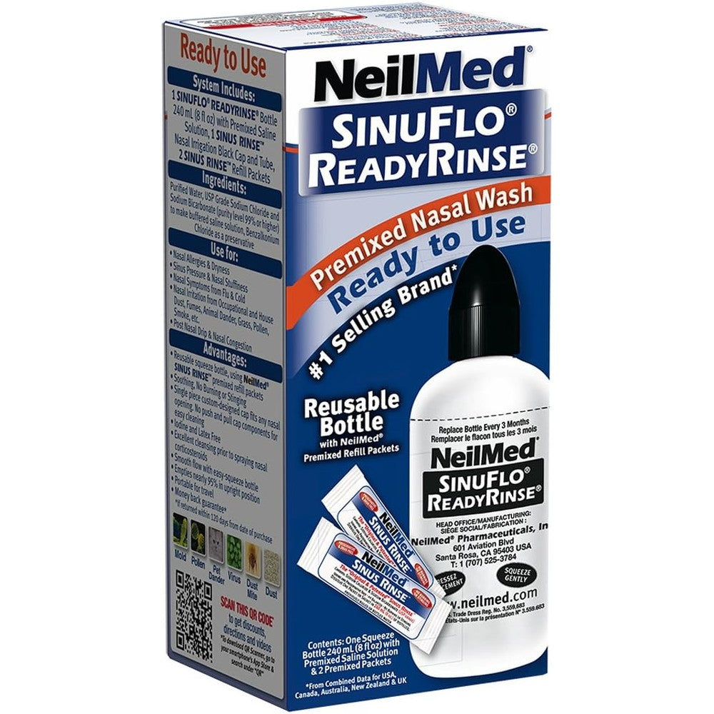 NeilMed SinuFlo Ready Rinse bottle front view for nasal irrigation