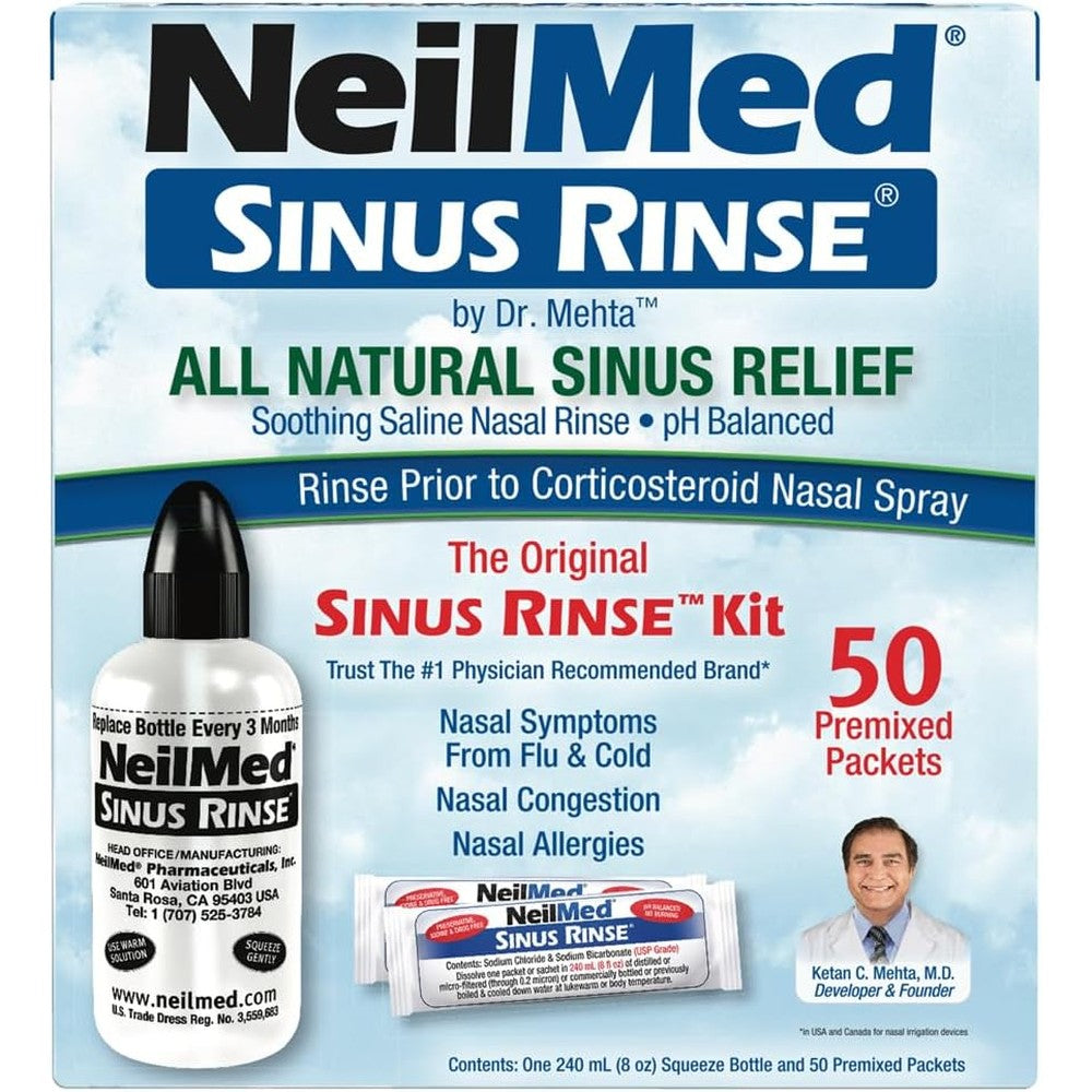 NeilMed Sinus Rinse complete kit front view for nasal irrigation