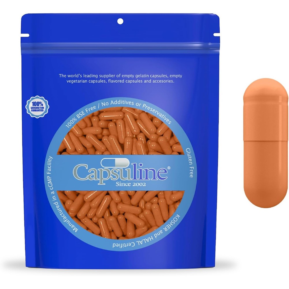 Capsuline size 00 empty vegan capsules peach color front view