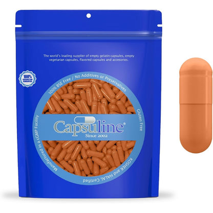 Capsuline size 00 empty vegan capsules peach color front view