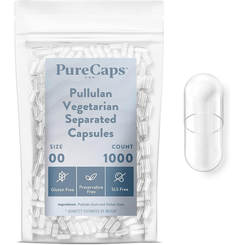 PureCaps USA empty size 00 pullulan capsules front view