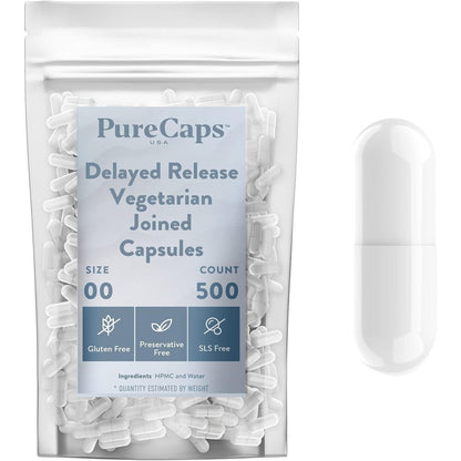 PureCaps USA Size 00 empty vegetarian capsules front view
