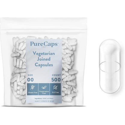PureCaps USA empty size 00 vegetarian capsules front view packaging