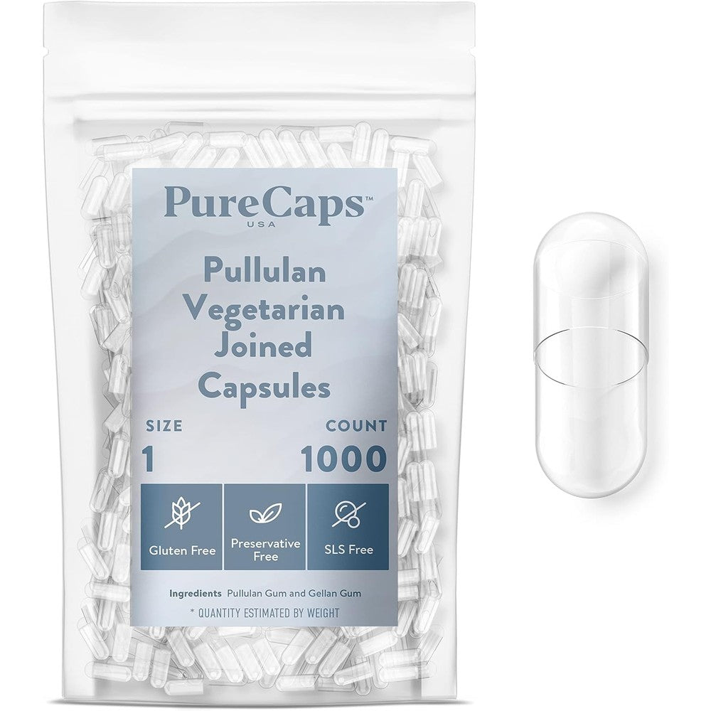 PureCaps USA Size 1 empty vegan capsules front view