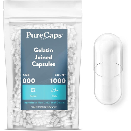 PureCaps USA empty gelatin capsules size 000 front view