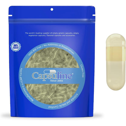 Capsuline Safflower Size 00 Empty Vegan Capsules yellow packaging front view