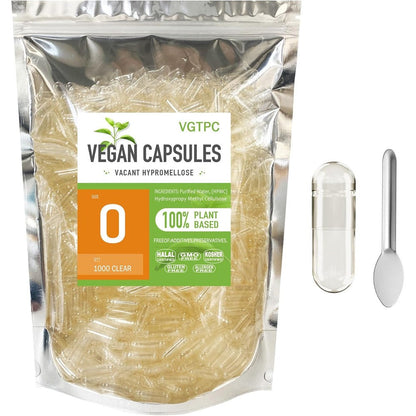 VGTPC size 0 empty vegan capsules front view