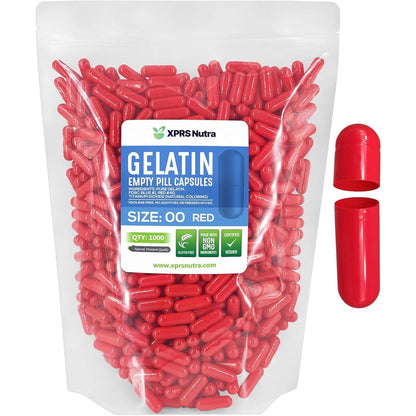 XPRS Nutra Size 00 empty gelatin capsules red front packaging view