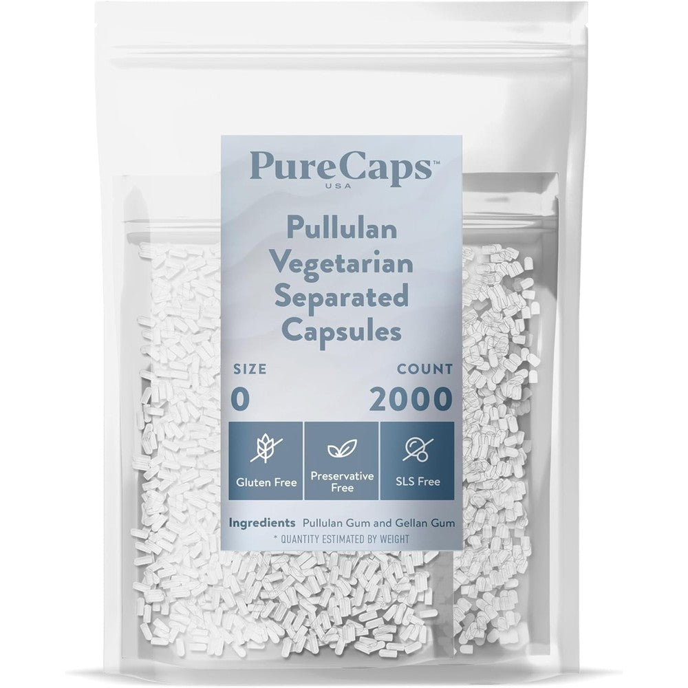 PureCaps USA empty size 0 vegetarian pill capsules front view