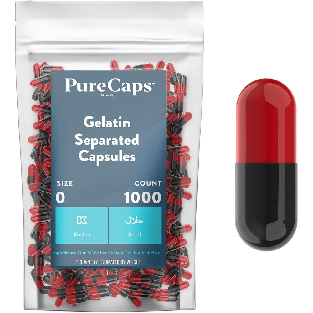 PureCaps USA size 0 empty gelatin capsules front view