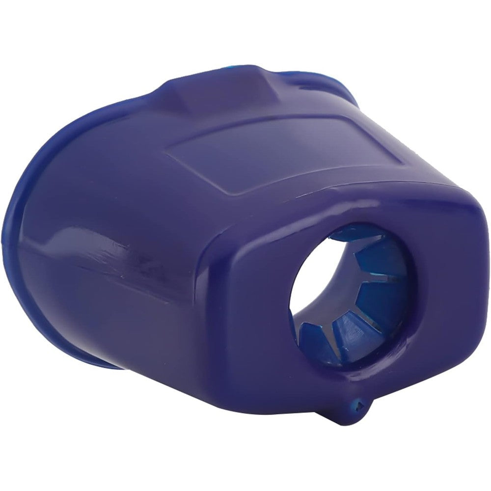 Jimfoty eye drop guide front view showing the blue ergonomic cup structure