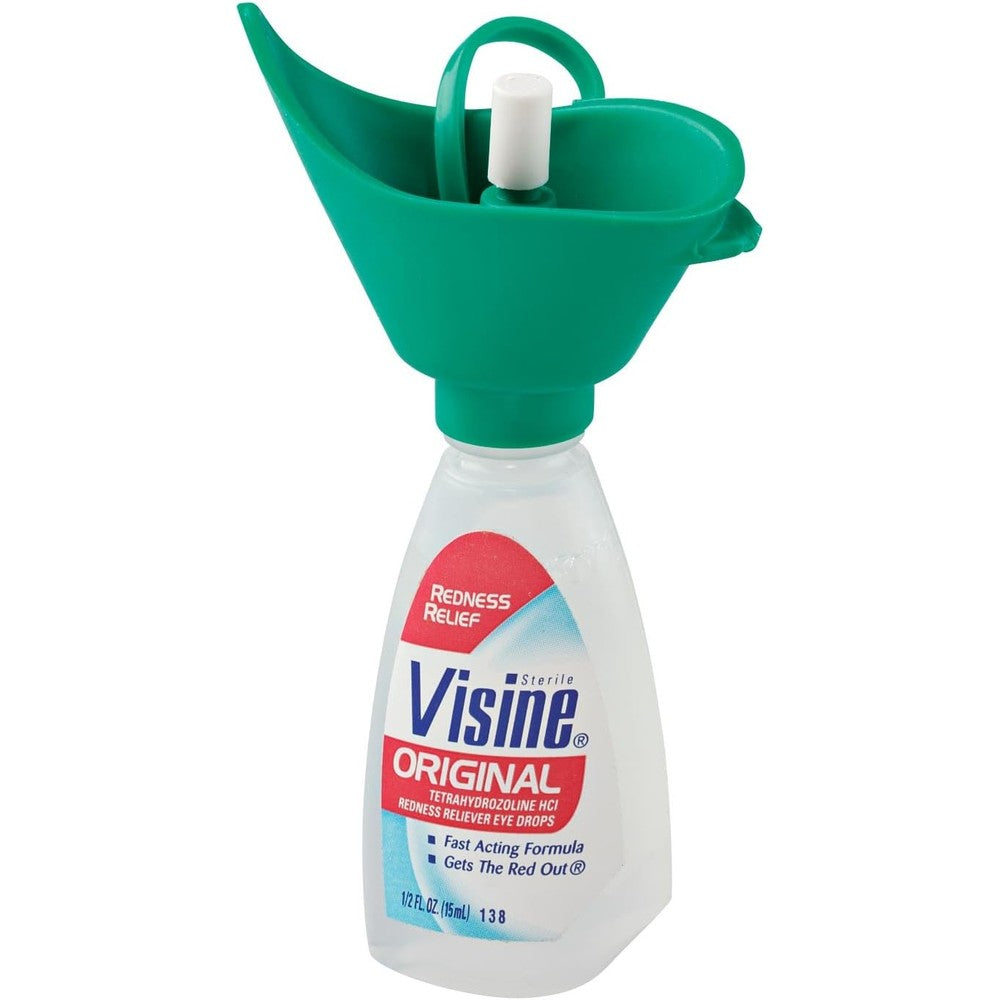 EasyComforts Eye Drop Guide front view showing the green flexible cup