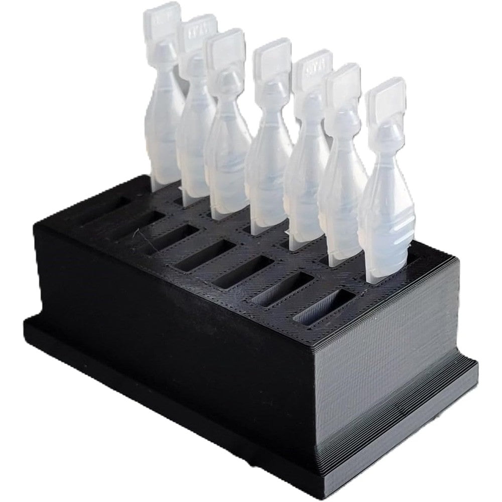 Znet3D Eye Drop Vials Holder front view showing the 14 slot organizer design for disposable vials