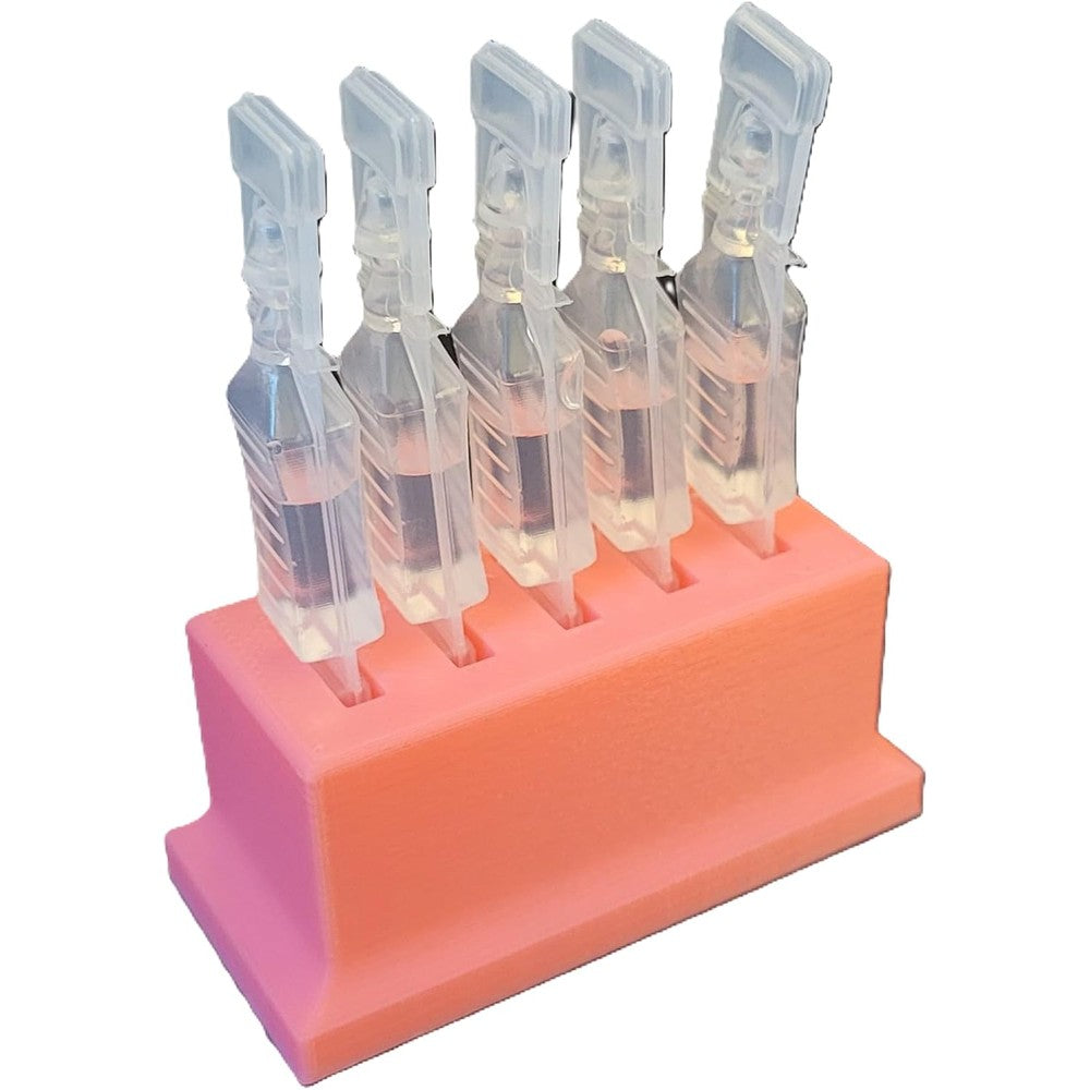 Znet3D eye drop vials holder in pink showing front view slots for single use disposable drops