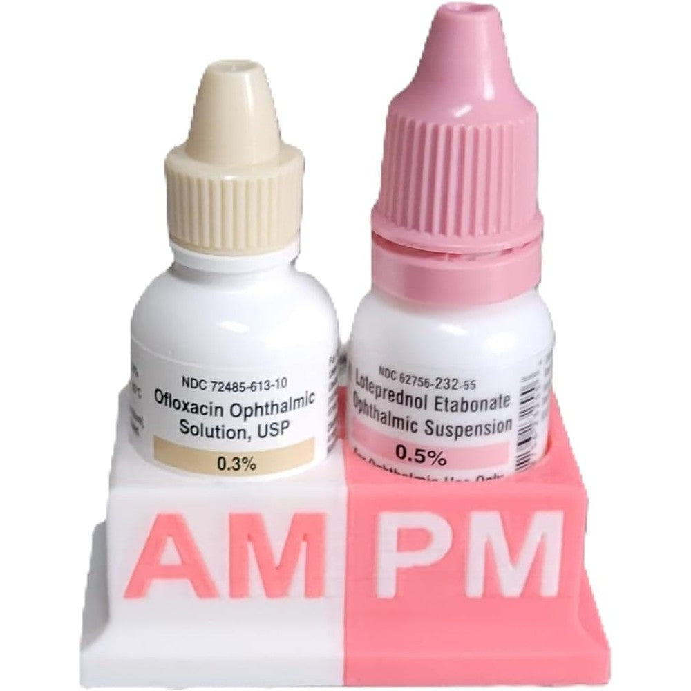Znet3D eye drops organizer and tracker front view holding medication bottles
