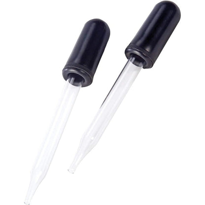 Apex Eye and Ear Dropper front view showing two glass pipettes with black rubber bulbs.