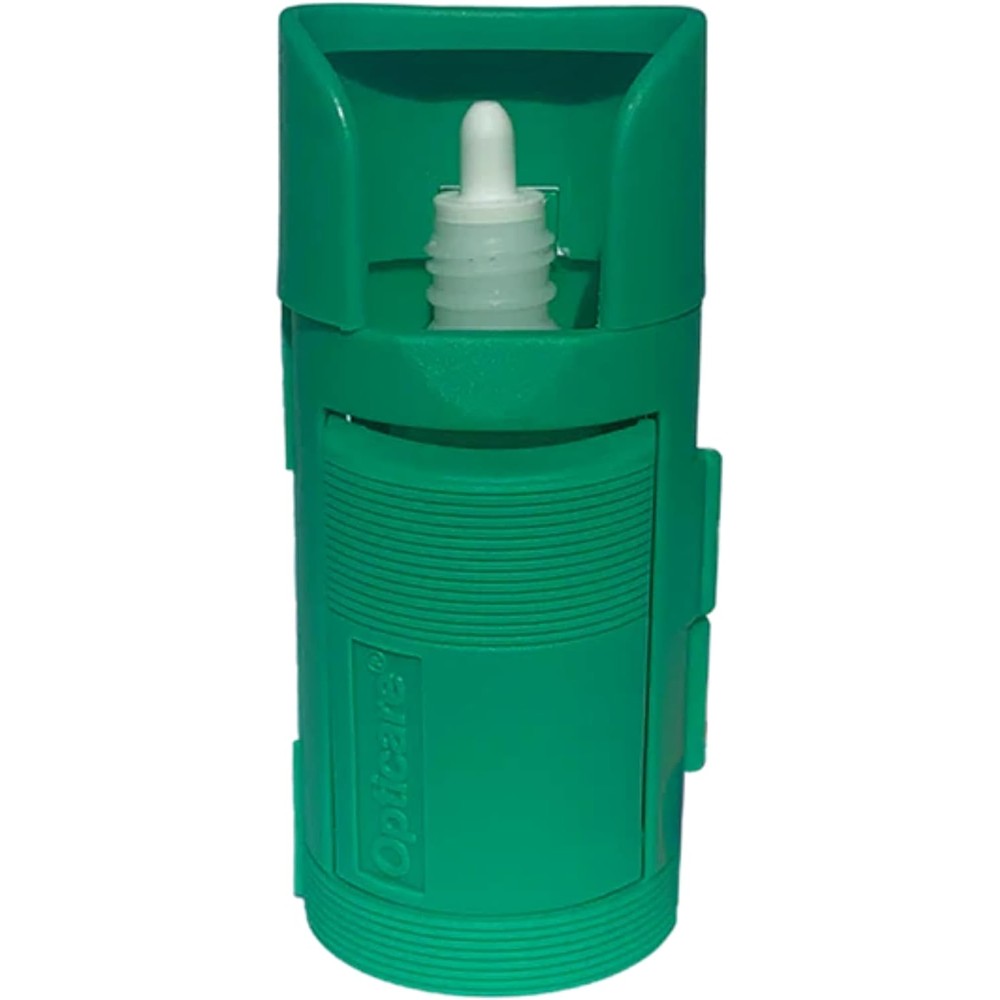 SterlingSquare Homecraft Opticare Eye Drop Dispenser front view showing ergonomic green plastic lever design for arthritic hands.