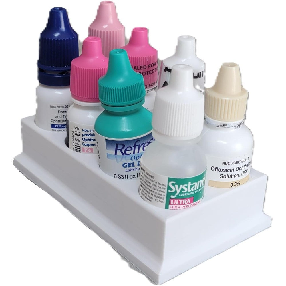 Znet3D Eye Drop Bottle Organizer front view holding multiple medication bottles