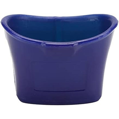 Luqeeg eye drop guide applicator front view showing blue ergonomic design