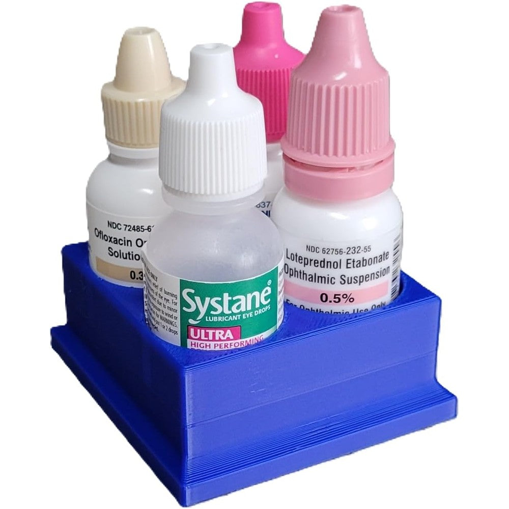 Znet3D eye drop bottles organizer blue front view holding medication